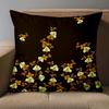 1 Pieces -2D Flat Printing Floral Pattern Black Throw Pillow Cushions Set Polyester Pillowcase, Sofa Decorative Cushion Cov