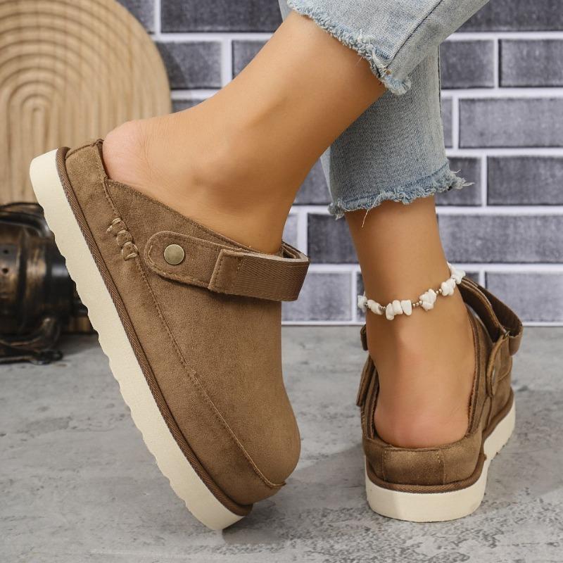 New Large-sized Shoes Slippers Women's Fashion Versatile Thick-soled Velcro Headband