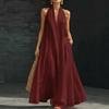 2026 New 3D Digital Printing European and American Style V-neck Sleeveless Long Dress Solid Color Loose Holiday Dress Beach Dress