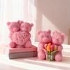 Valentines Themed Bear Couple Silicone Mold For Handmade With Fine Carving Detail