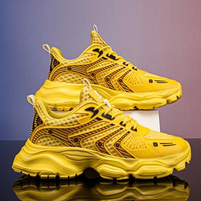 Mode Streetwear Gelbe Sneaker Herren Mesh Casual Sportschuhe Herren Designer Plateau Herren Turnschuhe Laufschuhe tenis masculino