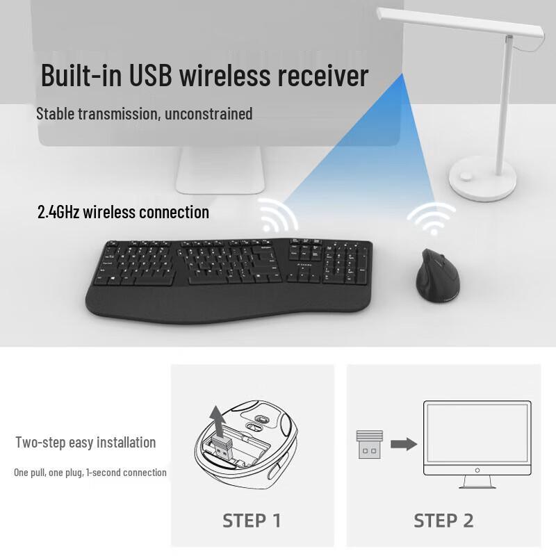 SANWA Ergonomic Wireless Keyboard and Vertical Mouse Set