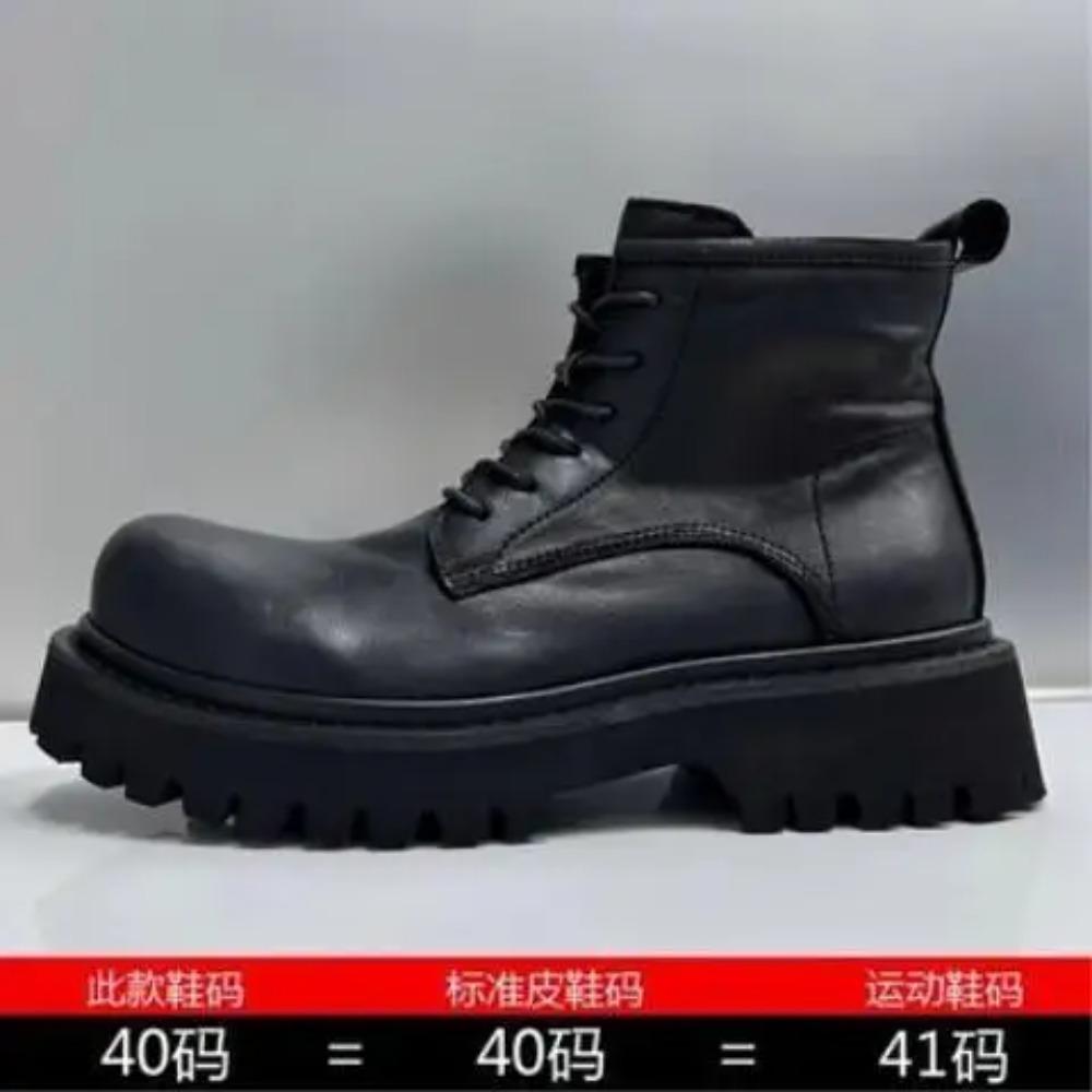 Big Head Thick-soled Men's Zipper Locomotive Trendy British Style Tooling Casual Height-increasing Medium Boots