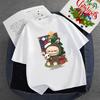 Merry Christmas Fashion Labubu New Cute T-shirt Unisex 100% Cotton Trend Round Neck Short Sleeve