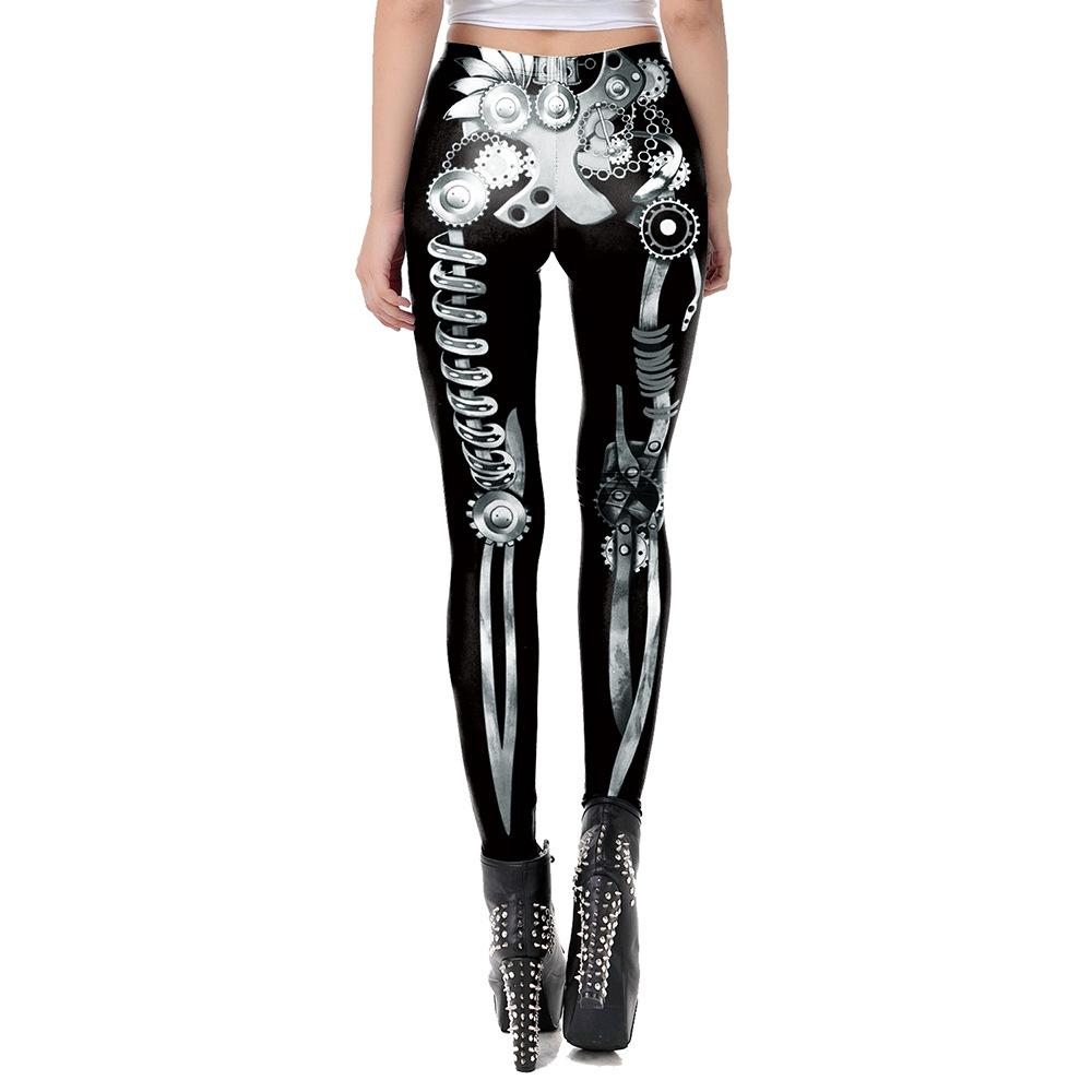 Metal Mechanical Skeleton Printed Women's Casual Leggings 1