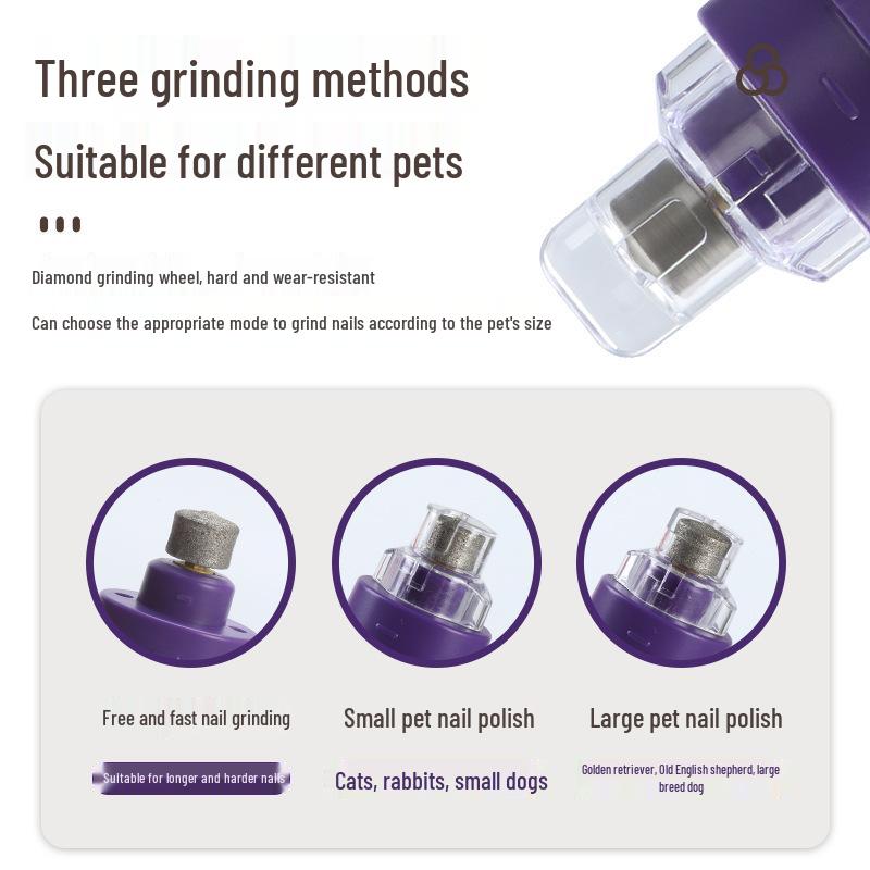 Rechargeable Pet Nail Grinder: Electric Trimmer for Large Dogs & Cats with Light, Low Vibration & Low Noise