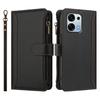 For Oppo F31 5G/Oppo A6 Pro 5G Leather Case 9 Card Slots Zipper Wallet Stand Phone Cover with Wrist Strap