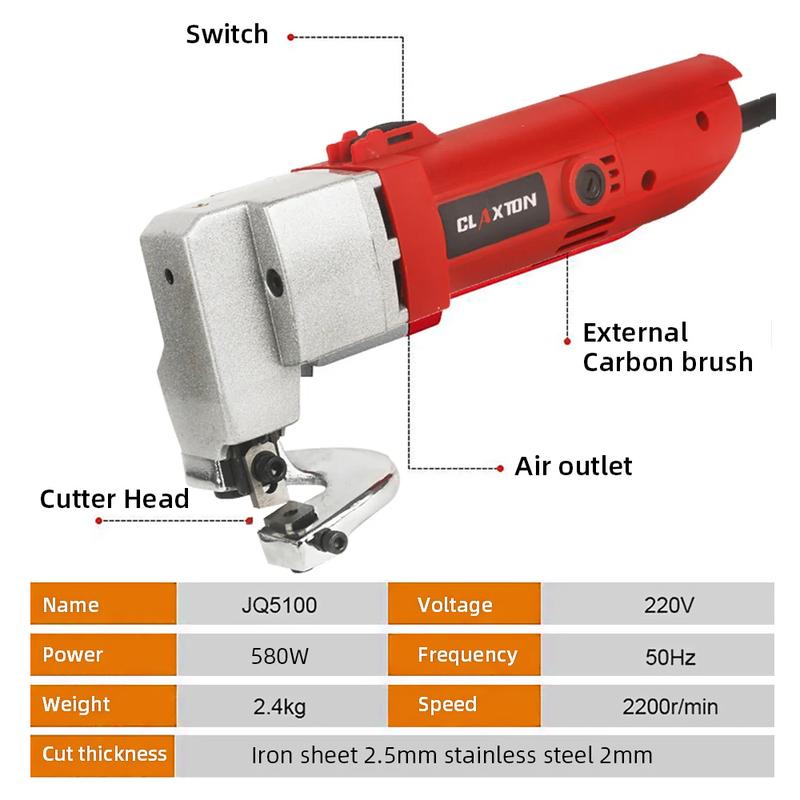 Electric Scissors 2.5mm Cutting Metal Board 580W Electric Sheet Metal Shear Snip for Cutting Iron Soft Steel Plates