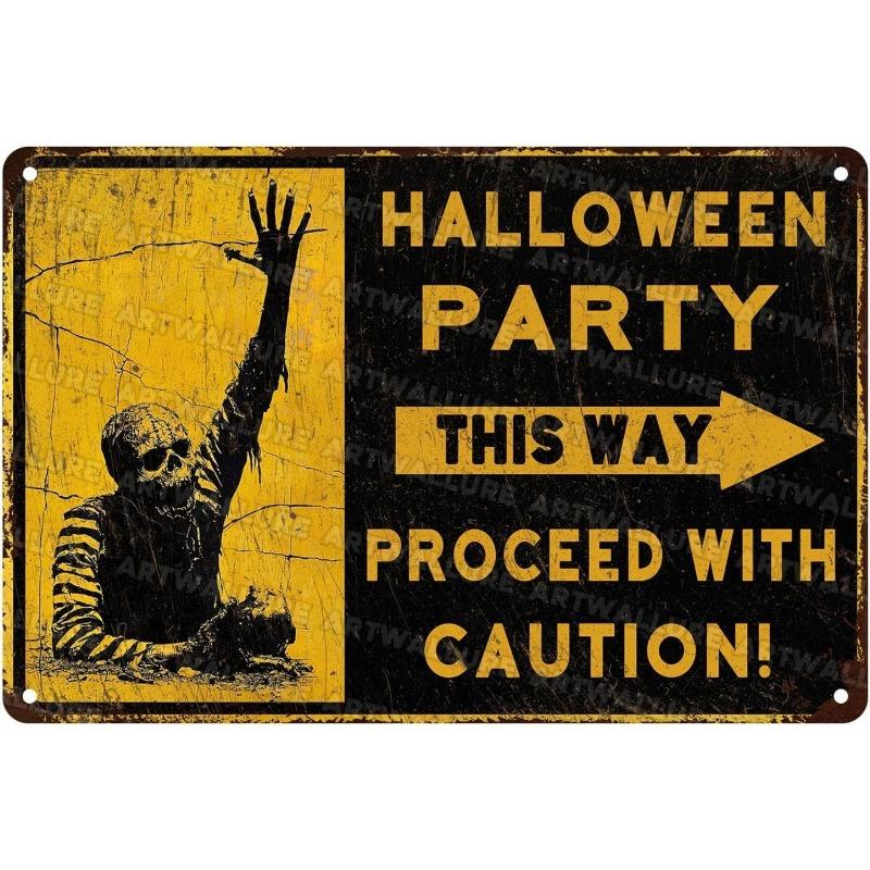Halloween Metal Wall Sign Spooky Decor 20x30cm