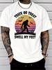 Halloween Bigfoot Pumpkin Bat Sunset Graphic Unisexs Cotton Crew Neck Tee Short Sleeve Loose Casual Daily Street Male Wear Top