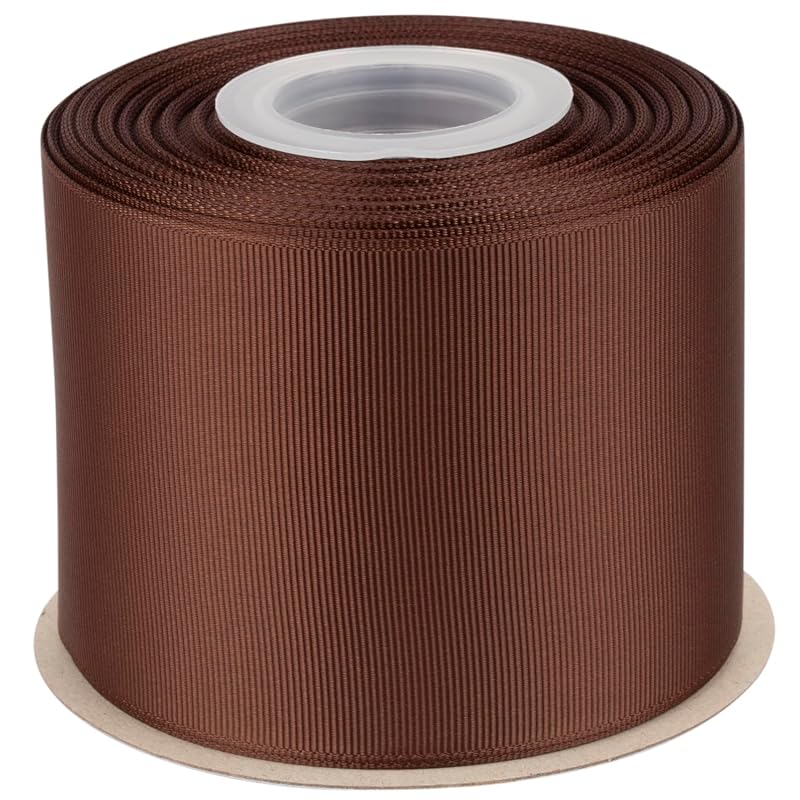 

[Tekdeere]Width 75mm solid brown grosgrain ribbon, perfect for gift wrapping, sewing, hair accessories, wedding decorations - 22 meters/roll
