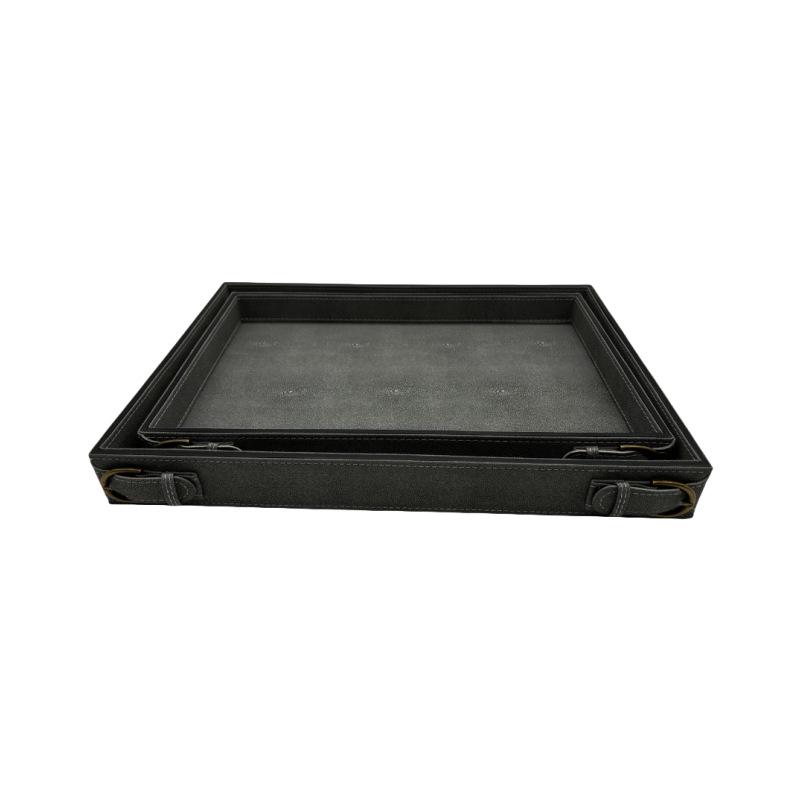 

Contemporary Rectangular Leather Belt Buckle Decorative Tray 400*265*40 mm сірий колір