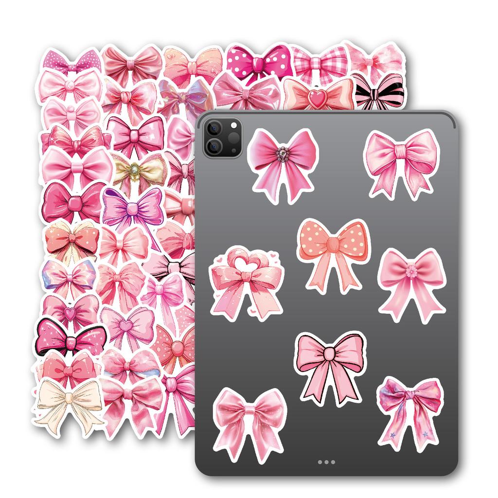 50PCS Barbie Pink Bow Graffiti Stickers, Girlish Heart High-Value Decor Decals for Phone, Luggage & Journal