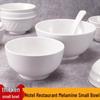 Durable Melamine Bowl - White Porcelain-Look, Ideal for Rice, Hot Pot, Sauces, Fast Food, and Soup In Restaurants or Canteens. Drop-Resistant.