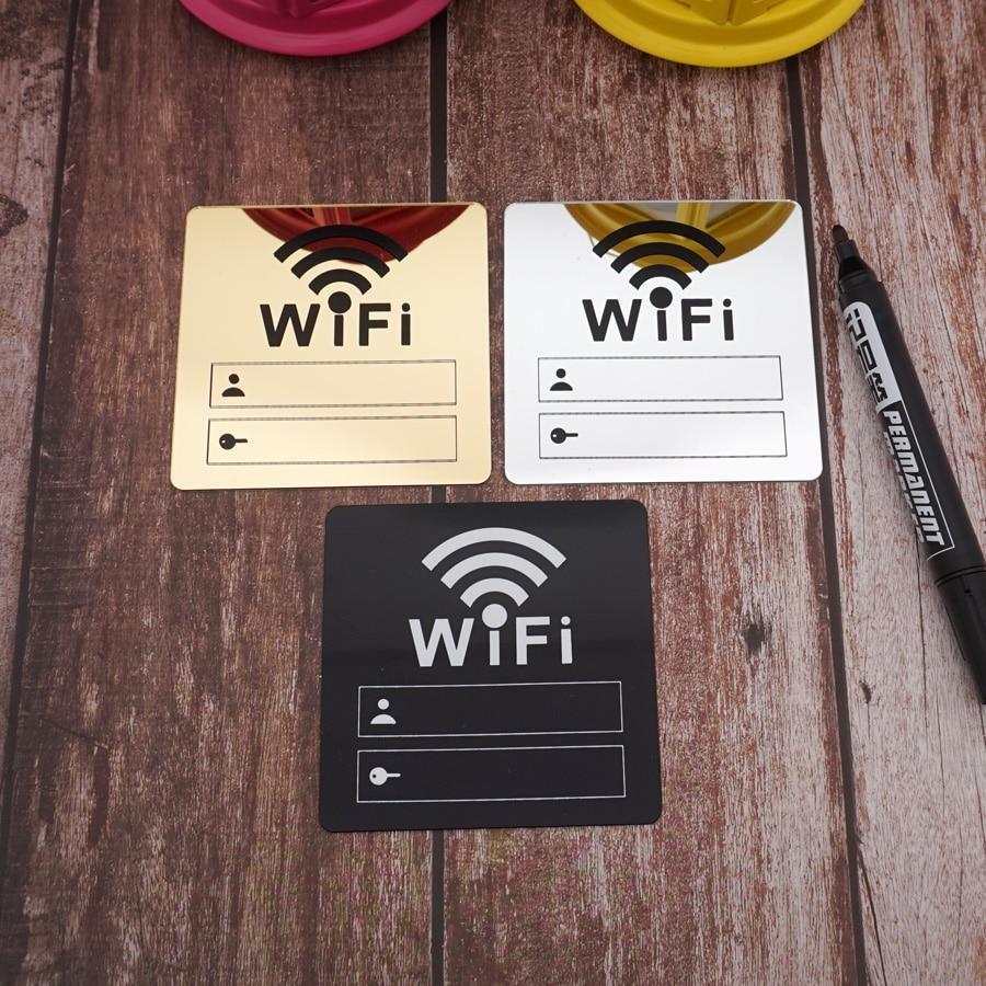 Acrylic Mirror WiFi Sign Sticker DIY for Public Places House Shops Handwriting Account and Office Password Wifi Notice Board Signs 1pcs