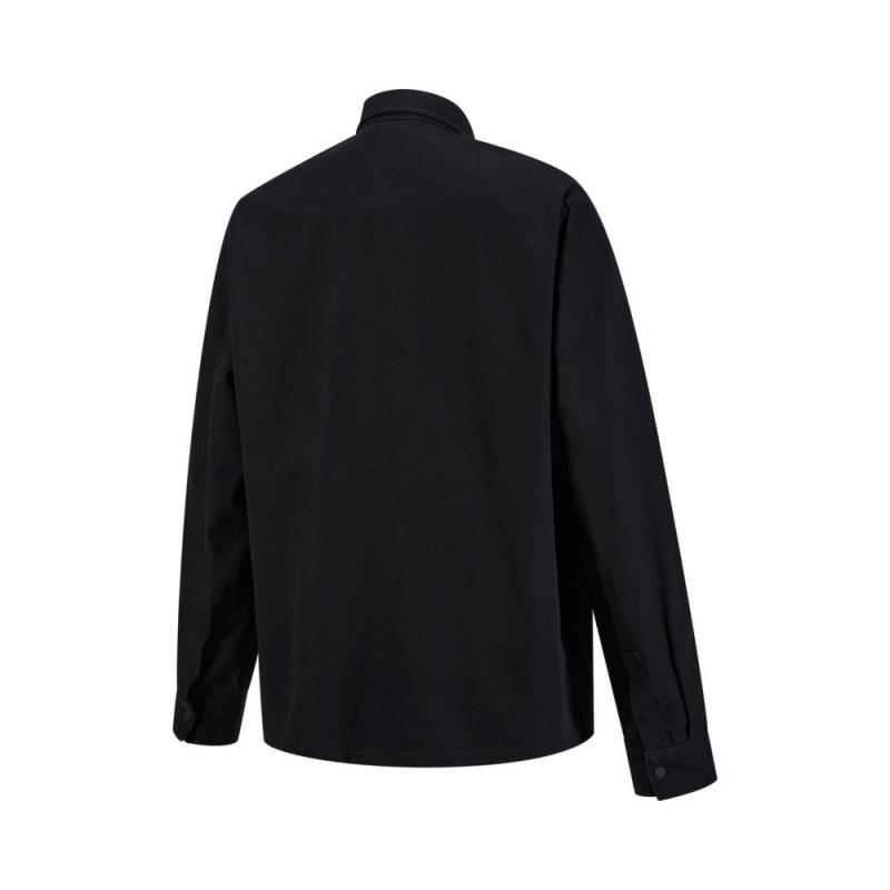 Timberland Polo Collar Casual Multi-Pocket Solid Color Single-Breasted Long Sleeve Shirt Unisex Shirts Black A683K