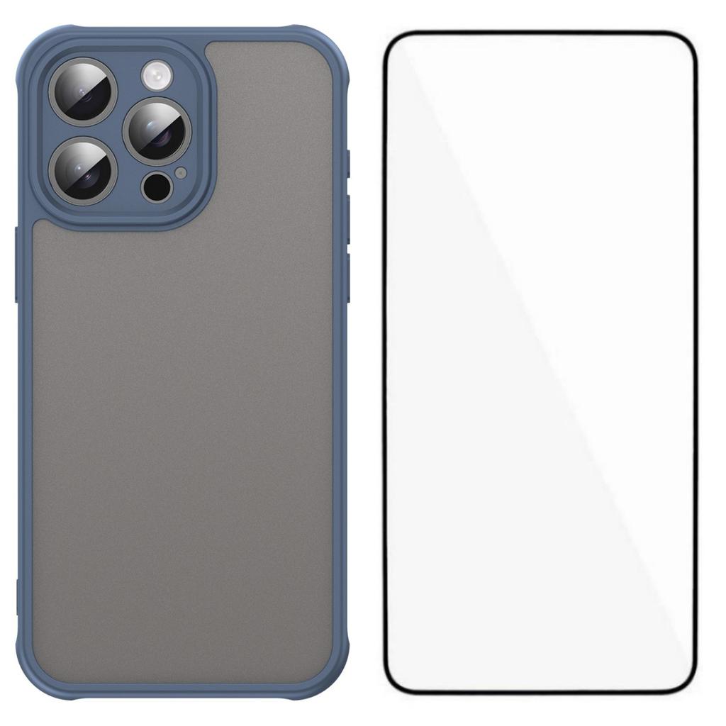 For iPhone 15 Pro Case with Screen Film WANLONFENG FD Series Skin Touch TPU PC Phone Back Cover