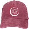 Lone Wolf Howling Moon Baseball Cap Distressed Cotton Washed Casual Adjustable Hat