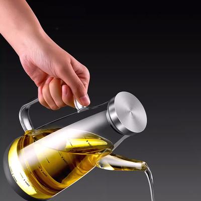 550/750/1000ml Large High Borosilicate Glass Oil Bottle for Cooking Oil and Vinegar Dispenser Cruet with Non-Slip Silicone Base