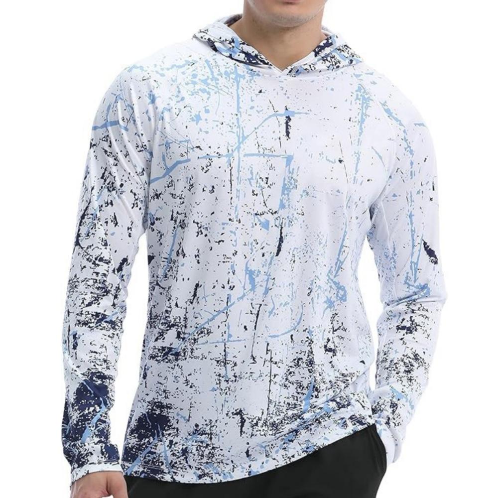 Summer quick-to-finger sun-protection fishing suit, UV-resistant long-sleeve hooded fishing suit