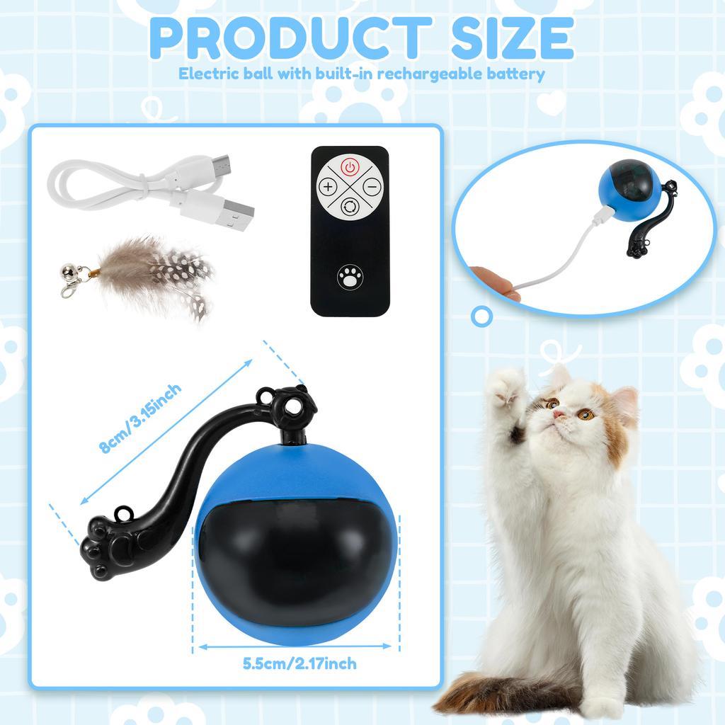 Elektryczna inteligentna zabawka dla kotów Piłka dla kotów Interaktywny pilot zdalnego sterowania Aktywowany ruchem Trening piór Naśladuj mysz Zabawki dla zwierząt