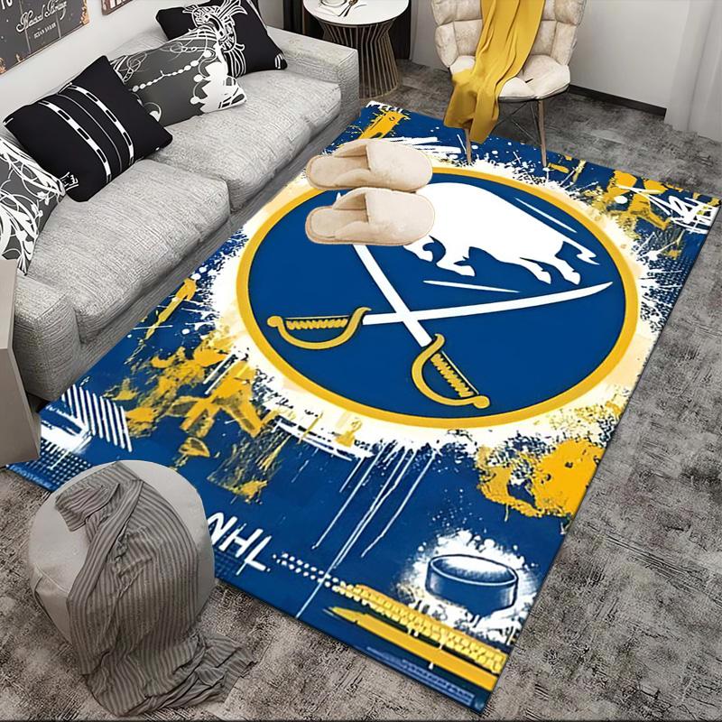 Buffalo Hockey Emblem Area Rug Suitable for Indoor And Outdoor,Carpets for Kitchens, Homes, Offices, Living Rooms,Home Decor,Christmas Gift