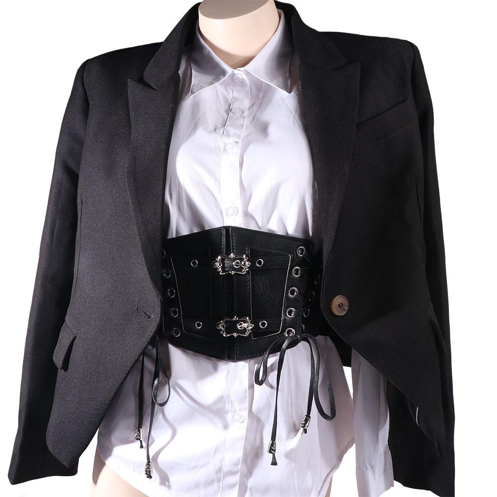 Adjustable Lace Cummerbunds Leather Wide Waist Corset Gothic Corset Belt  Ladies