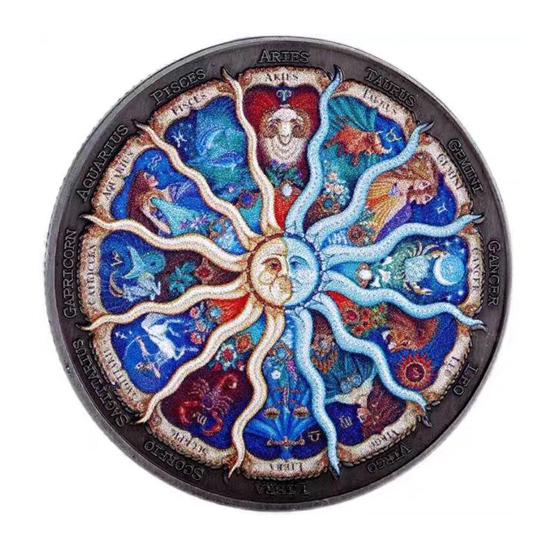 

Luck Challenge Tarot Twelve Constellation Coin Flip Fidget Toy Anxiety Stress Relief For Adults Kids Commemorative Gifts