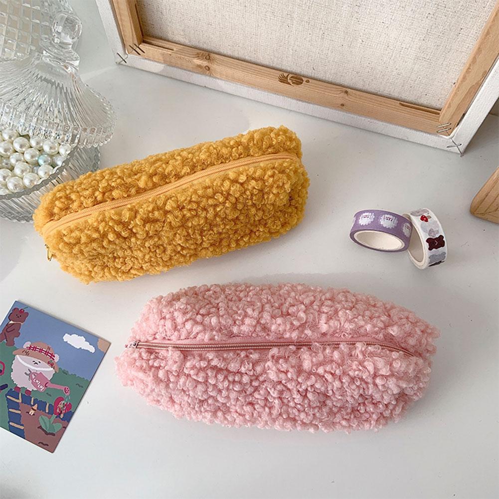 Plush Fluffy Pen Bag with Zipper Pencil Case Pouch Big Capacity Cute Pencil Case for Girls Boys Kids for Adult Students Officers