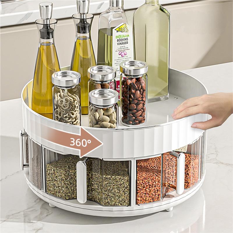 Kitchen Spice Box Rotating Storage Box Rotating Spice Bottle Rack