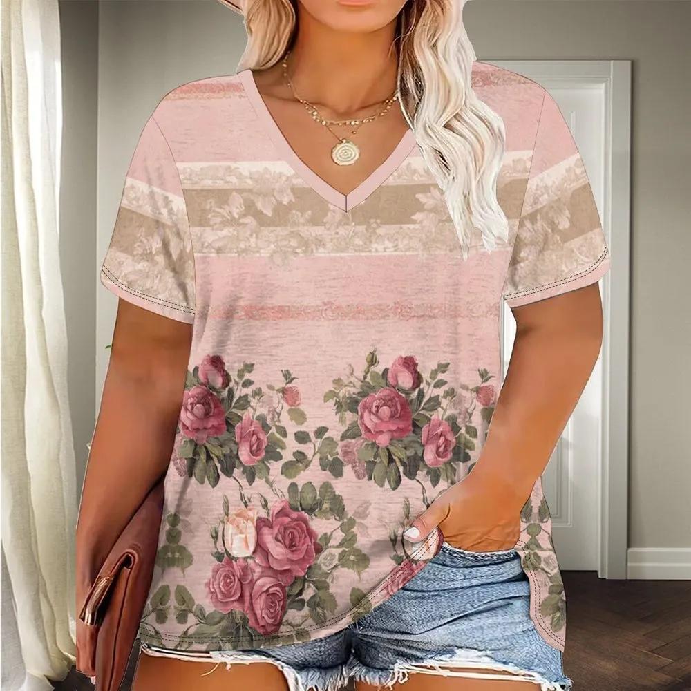 Casual Women's V-Neck Top Short Sleeve Fashion Versatile T-Shirts Women’s