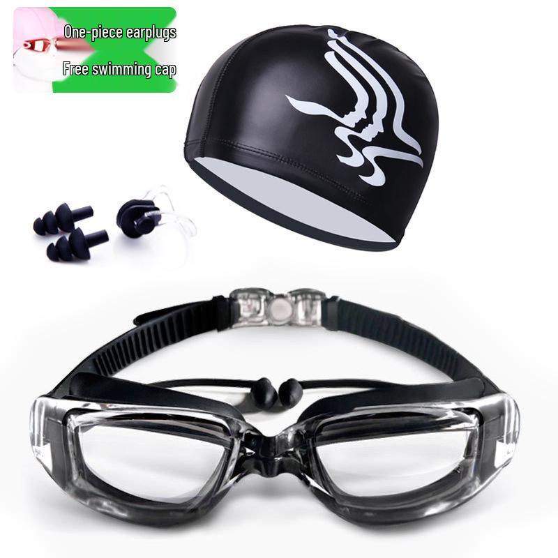 Youyou Anti-Fog HD Waterproof Swimming Goggles & Cap Set for Men and Women - Fashionable Adult Eye Protection.