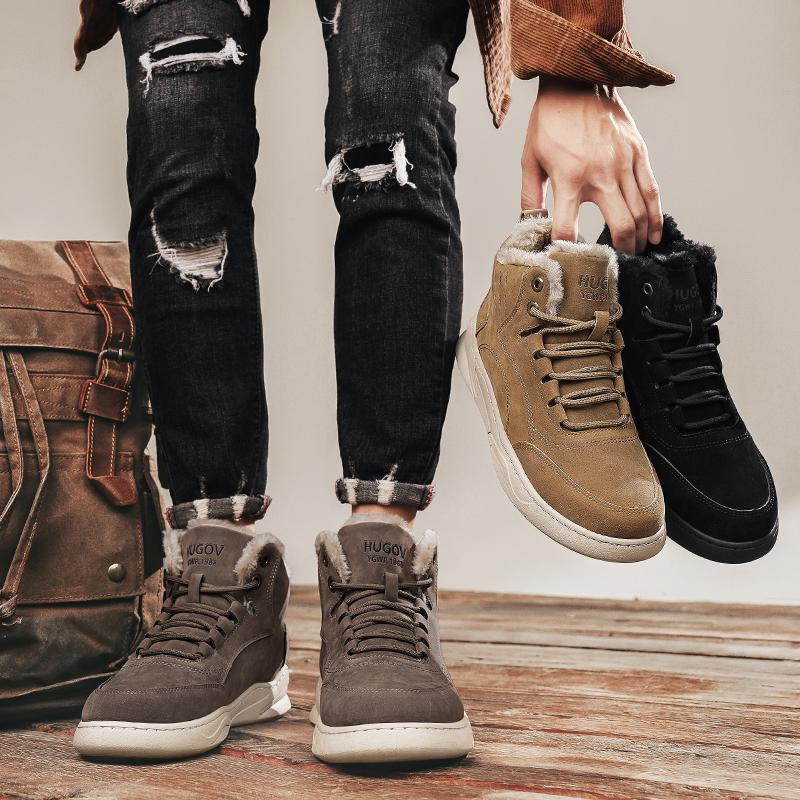 Vintersnøstøvler for menn Holder varmen Bomullssko Utendørs tursko Plysj Varm Høy ankelstøvler Joggesko