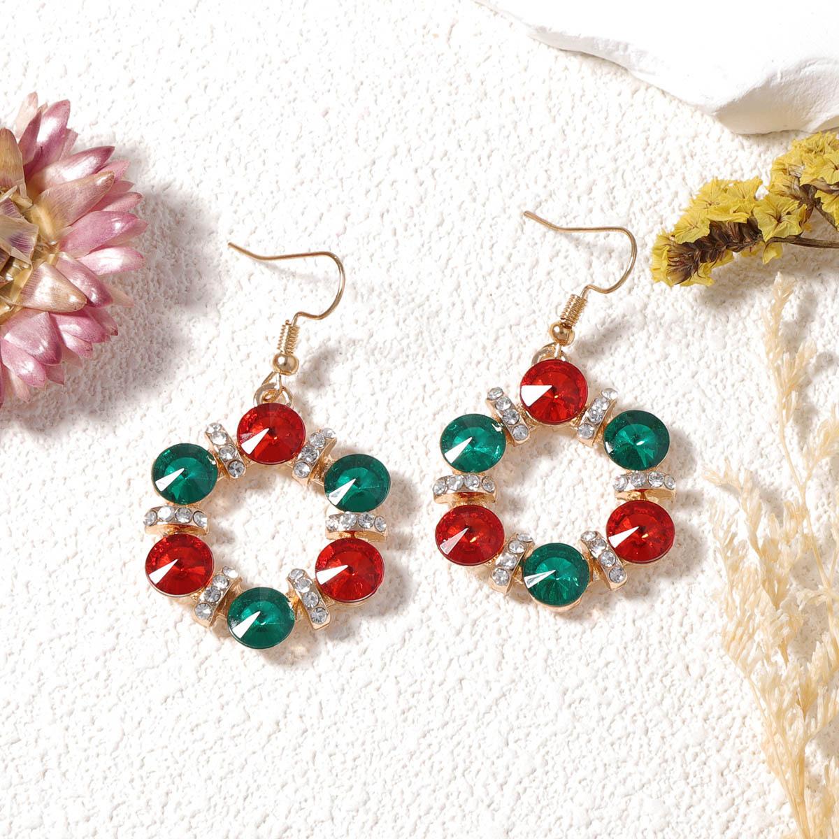 Богемный ретро personality trend цветной алмазный сплав полый геометрический круглый ушной крючок универсальный премиум женская модель разноцветный