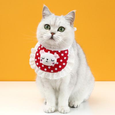 Pet Saliva Bib Cartoon Ornament Wear Resistant Cotton Adorable Small Dogs Cats Saliva Neckerchief Decor for Outdoor