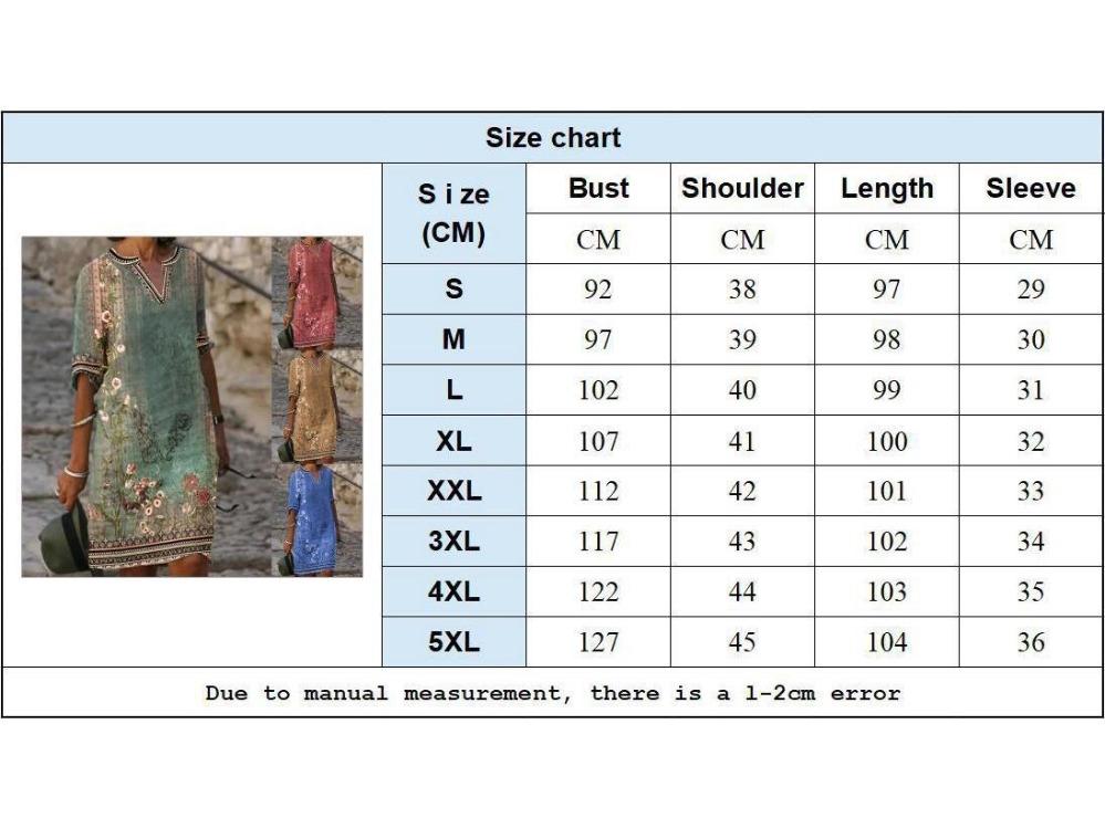 Women's Ethnic Style V-neck Printed Casual Dress Spring Summer 2023