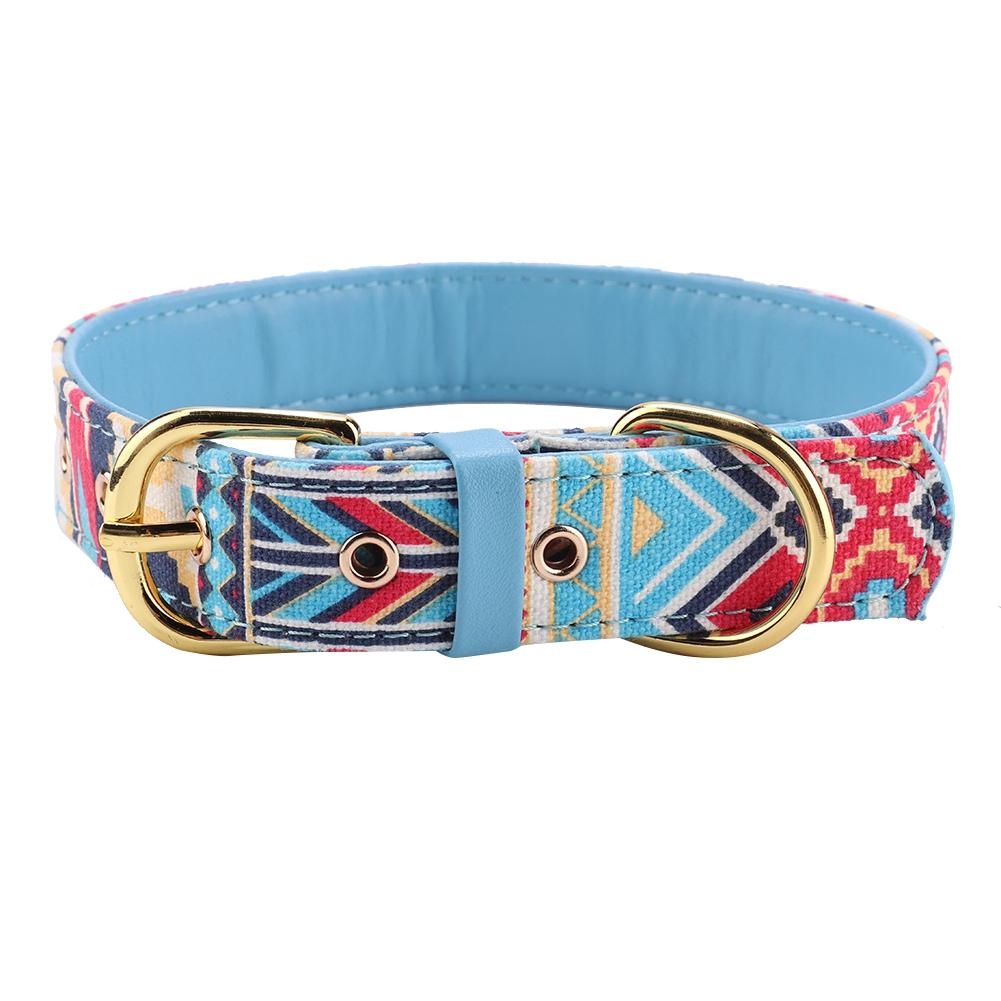 Soft Printing Pet Dog Cat Collar Strap Band Buckle Dog Training Collar (Blue S)