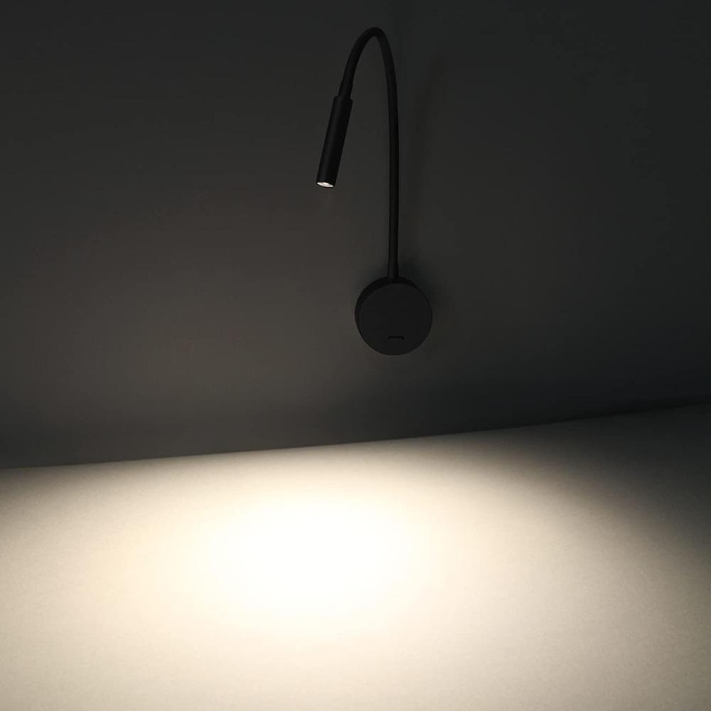 Modern Gooseneck LED Wall Lamp with Switch Flexible Adjustable Wall Mounted Bedroom Sconce Bedside Lamp Led Wall Light Fixture
