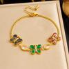 Gold Vintage Cz Butterfly Curb Chain Bracelet