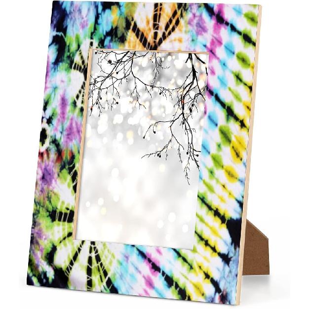 8x10 Picture Frame Tie Dye Rainbow Swirl Photo Frame for Wall and Tabletop Display Wooden Photo Picture Frame Home Decor