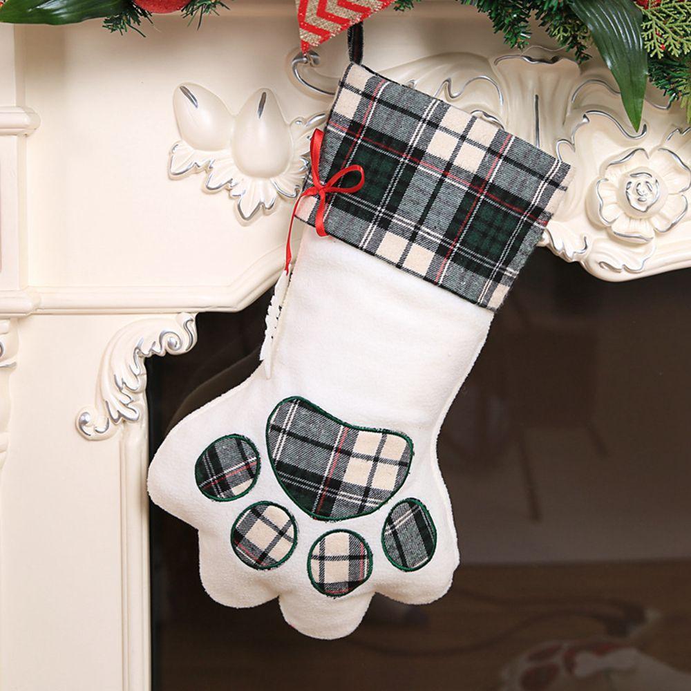 Craft Holiday Hanging Paw Shaped Fireplace Pet Supplies Ornaments Christmas Stockings Decoration