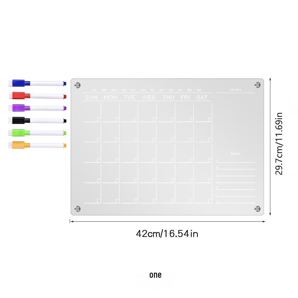 Clear Magnetic Acrylic Weekly Planner Erasable Fridge Message Board