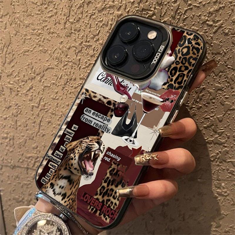 Leopard Lip Print Laser IMD Phone Case for Samsung Galaxy A16 A26 A25 A36 A56 A55 A54 A53 5G S25 Ultra S24 FE S23 Plus S22 Cover