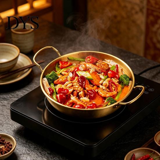 Even Heating Pan for Gas Stoves Ramen Soup Pot with Dual Handles, Stainless Steel Nonstick Flat Functional Kitchen Grilling Bottom Frying Pan,