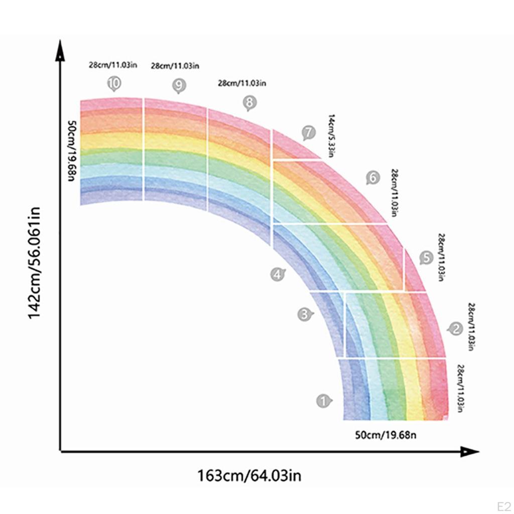 Rainbow Wall Decal Sticker Modern Decorative DIY Watercolor for Playroom Girls Room Living