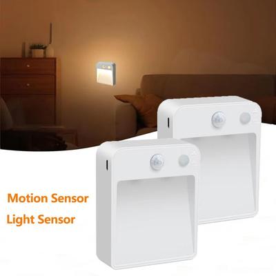 Battery Powered LED Night Light Automatic Light Sensor Light Bedside Lamp Baby Kids Bedside