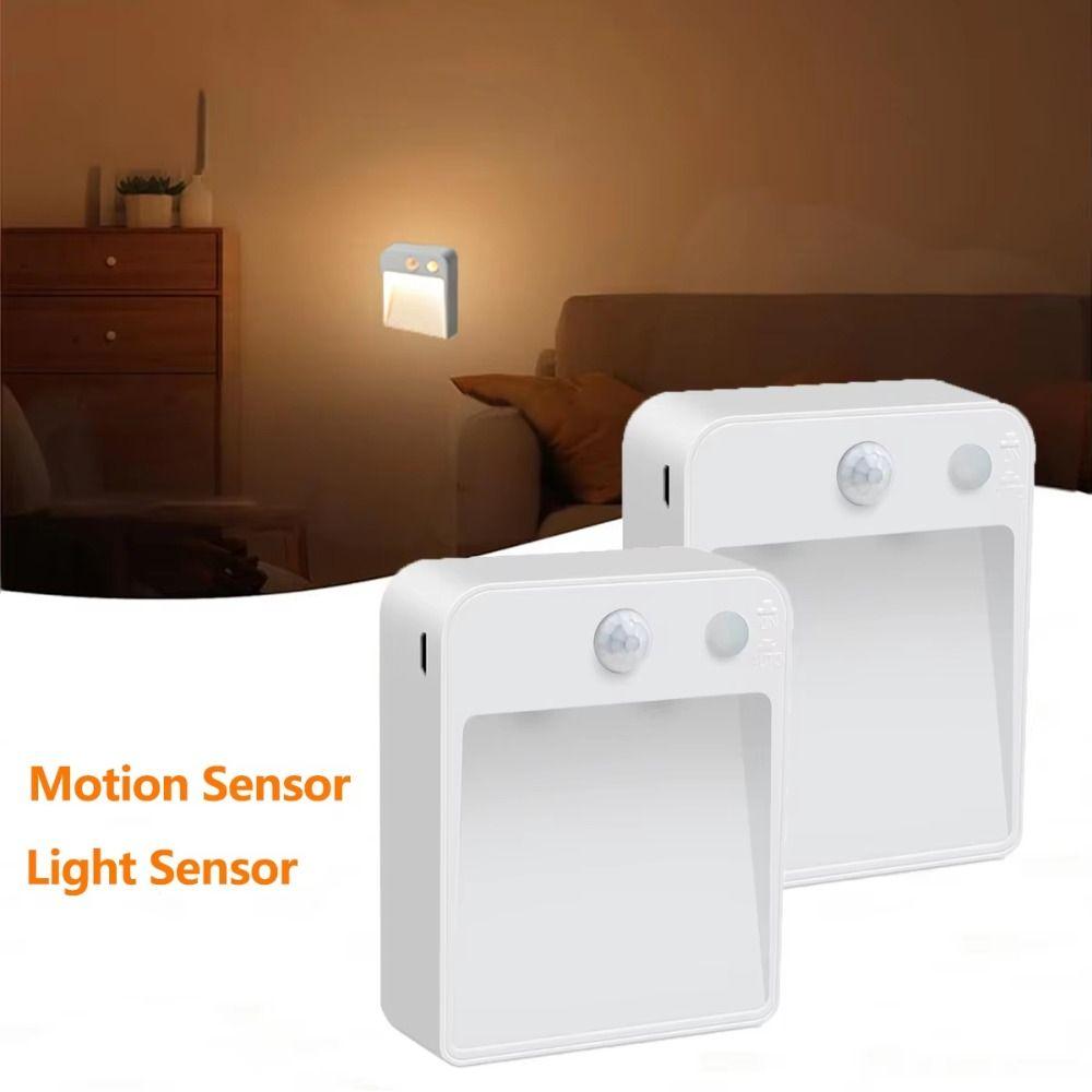 Battery Powered LED Night Light Automatic Light Sensor Light Bedside Lamp Baby Kids Bedside