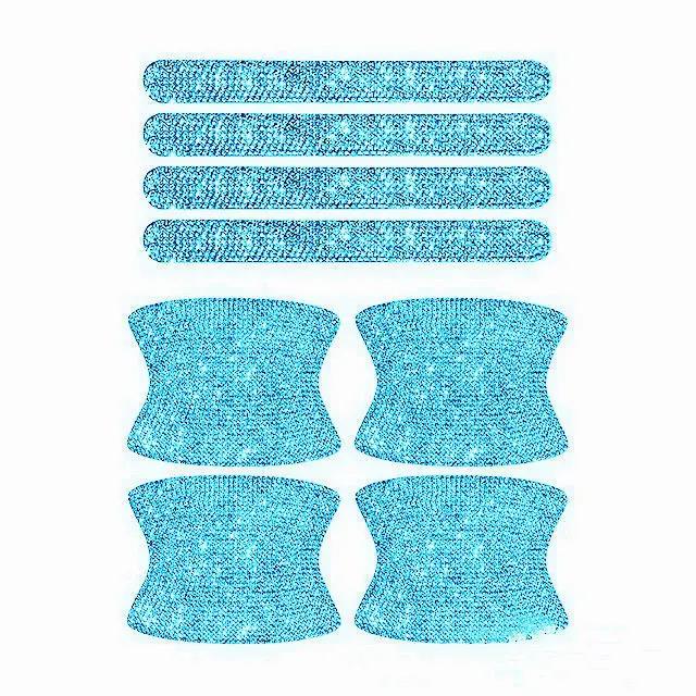 8Pcs Rhinestone Car Door Bowl Anti-scratch Reflective Stickers Door Bowl Handle Protection Sticker Anti-scratch Protection Strip