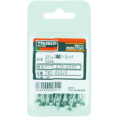 TRUSCO Thin Shaft Coarse Thread Stainless Steel Screws, M3.3 X 35, Pack of 60, TKS-S35JH