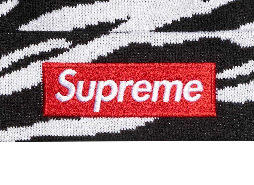 Supreme New Era Box Logo Beanie Zebra
